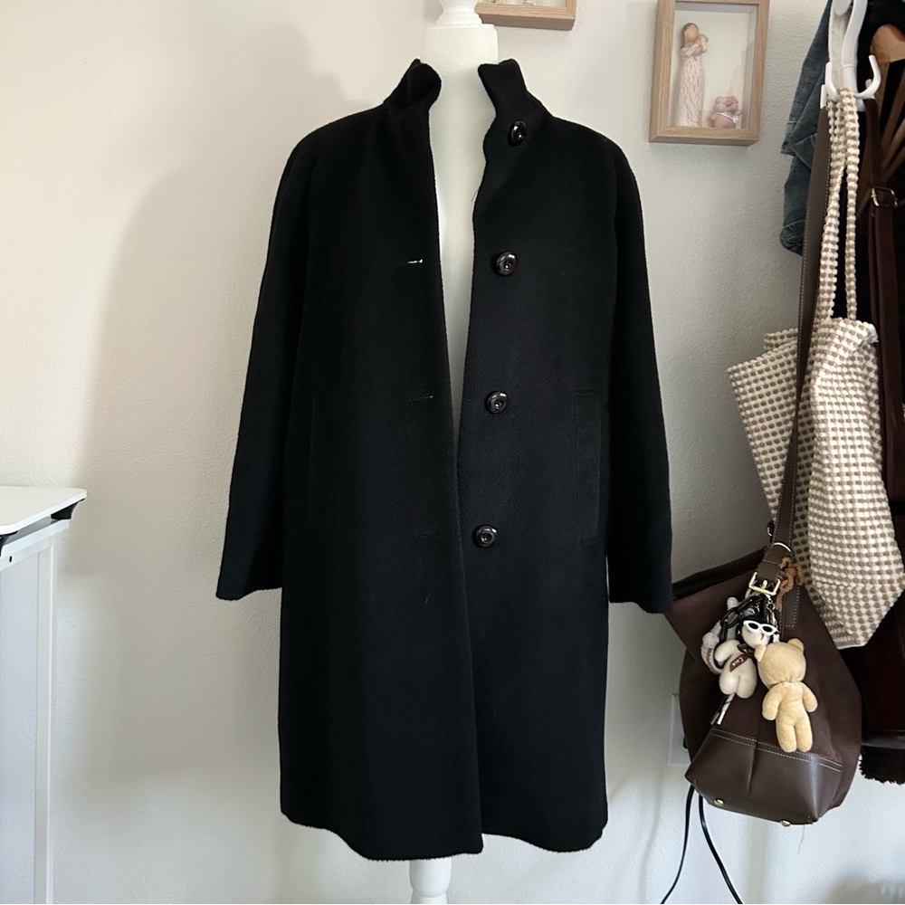 Jones New York Alpaca Wool Coat in Black Women’s Size 6P Classic Jacket